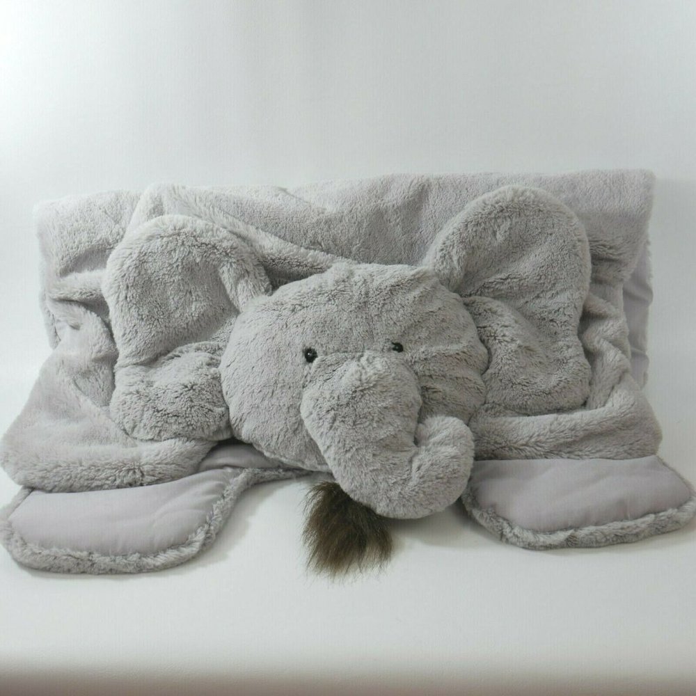 Pottery Barn Kids 35 inch Plush Grey Elephant Play Mat Blanket Throw